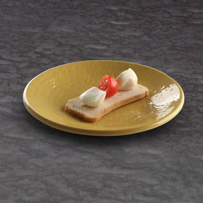 Melamine Round Pebble Plate - Olive Oil