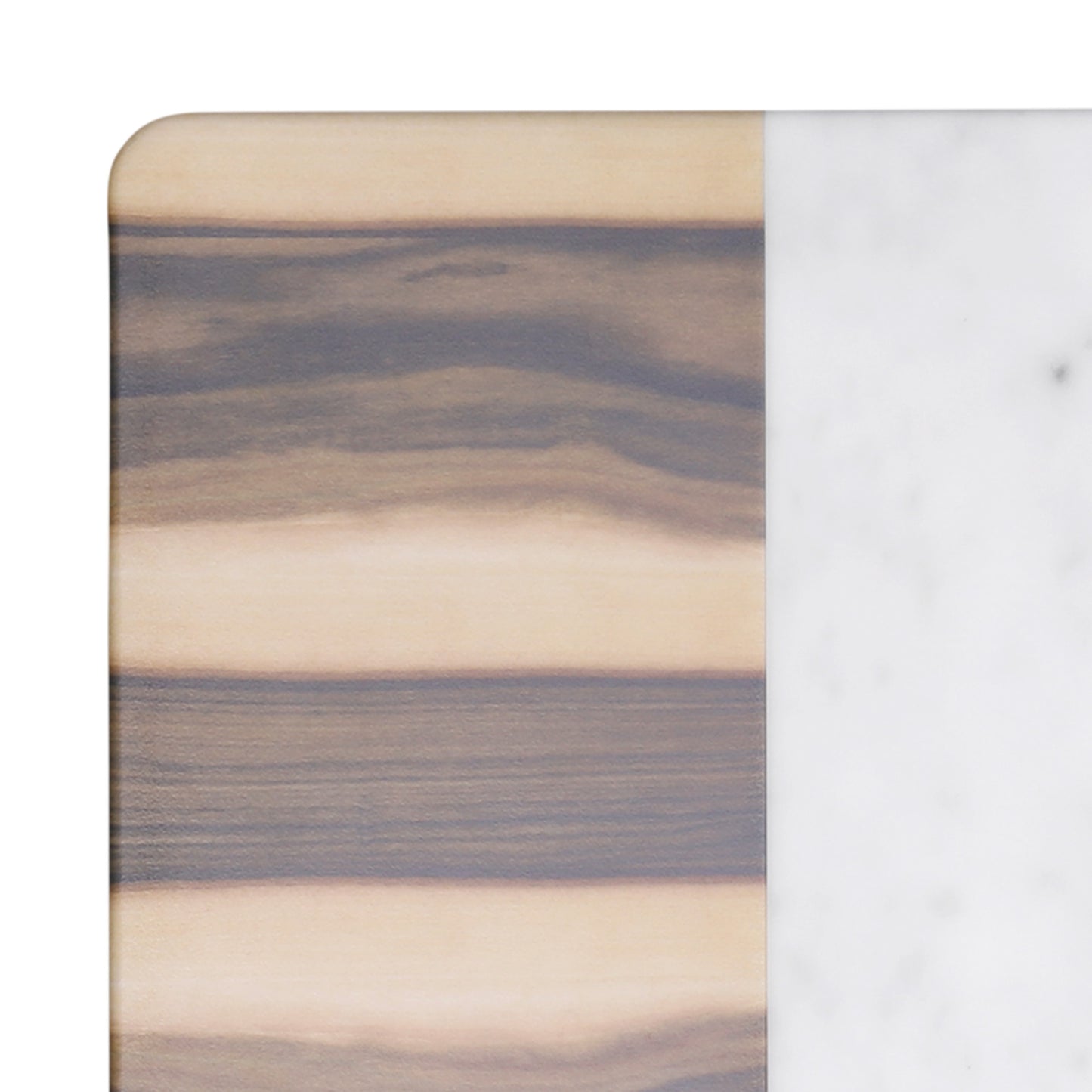 Melamine Rectangular Serving Board w/ Handle - Hickory Wood, Carrara Marble