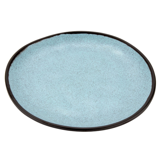 9" Speckled Grayish Blue, Melamine, Small Round Coupe Dinner Plate, G.E.T. Pottery Market Matte (12 Pack)
