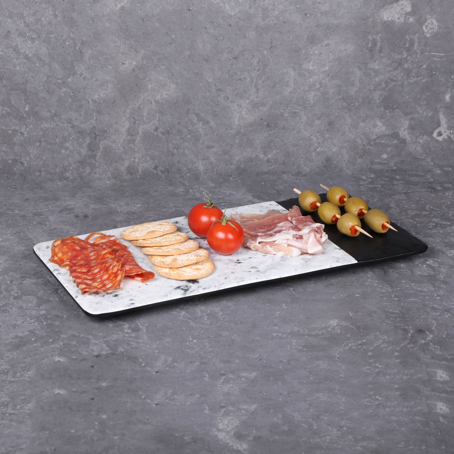 Melamine Rectangular Serving Tray - Black, Horizon Marble