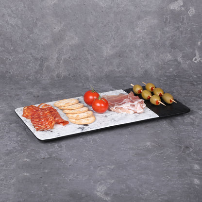 Melamine Rectangular Serving Tray - Black, Horizon Marble