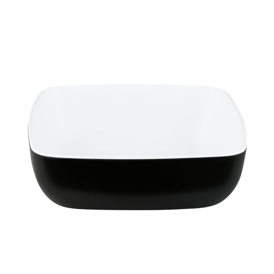 Melamine Square Bowl - White Inside, Black Outside