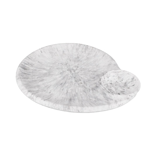 Melamine Square Chip & Dip Plate - Black Marble