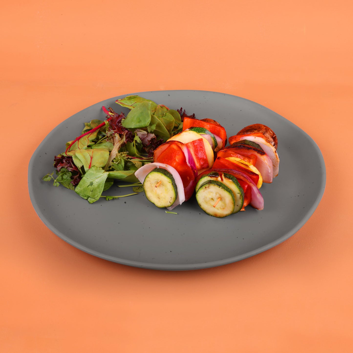 Melamine Round Plate - Dark Gray w/ Speckle
