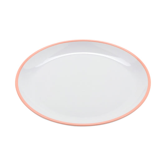 7" White with Pink Trim, Melamine Bread, Side Dish, Round Plate, G.E.T. Settlement Oasis (12 Pack)