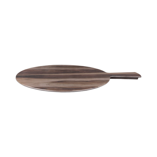 Melamine Round Serving Board - Hickory Wood