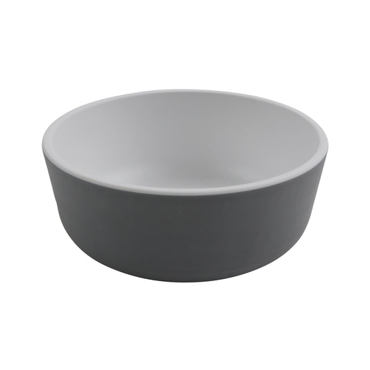 15 oz Soup/Salad Melamine Bowl (20oz Rim Full), White Matte inside/ Gray Matte outside, GET. Roca. (12 Pack)