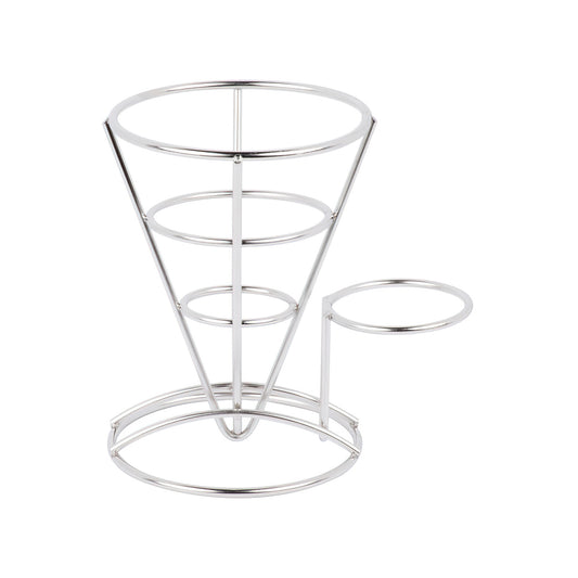 Metal Cone French Fry Holder with Sauce Cup Holder