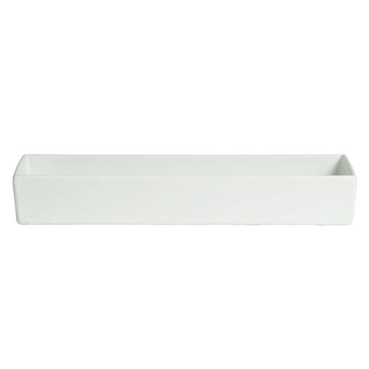 4.1 qt., 19.5" x 7" Rectangular Straight Sided Salad Bar Bowl, 3" Deep, Bugambilia MOD Smooth Finish, White, (Stocked)
