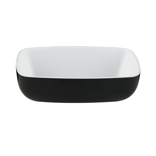 Melamine Rectangular Bowl - White Inside, Black Outside