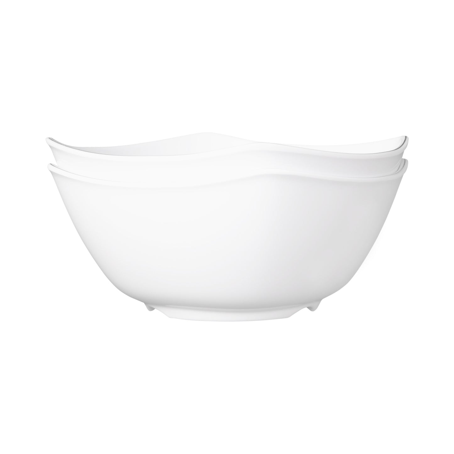 Melamine Curved Square Bowl - White w/ Black Trim