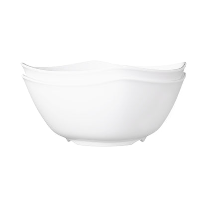 Melamine Curved Square Bowl - White w/ Black Trim