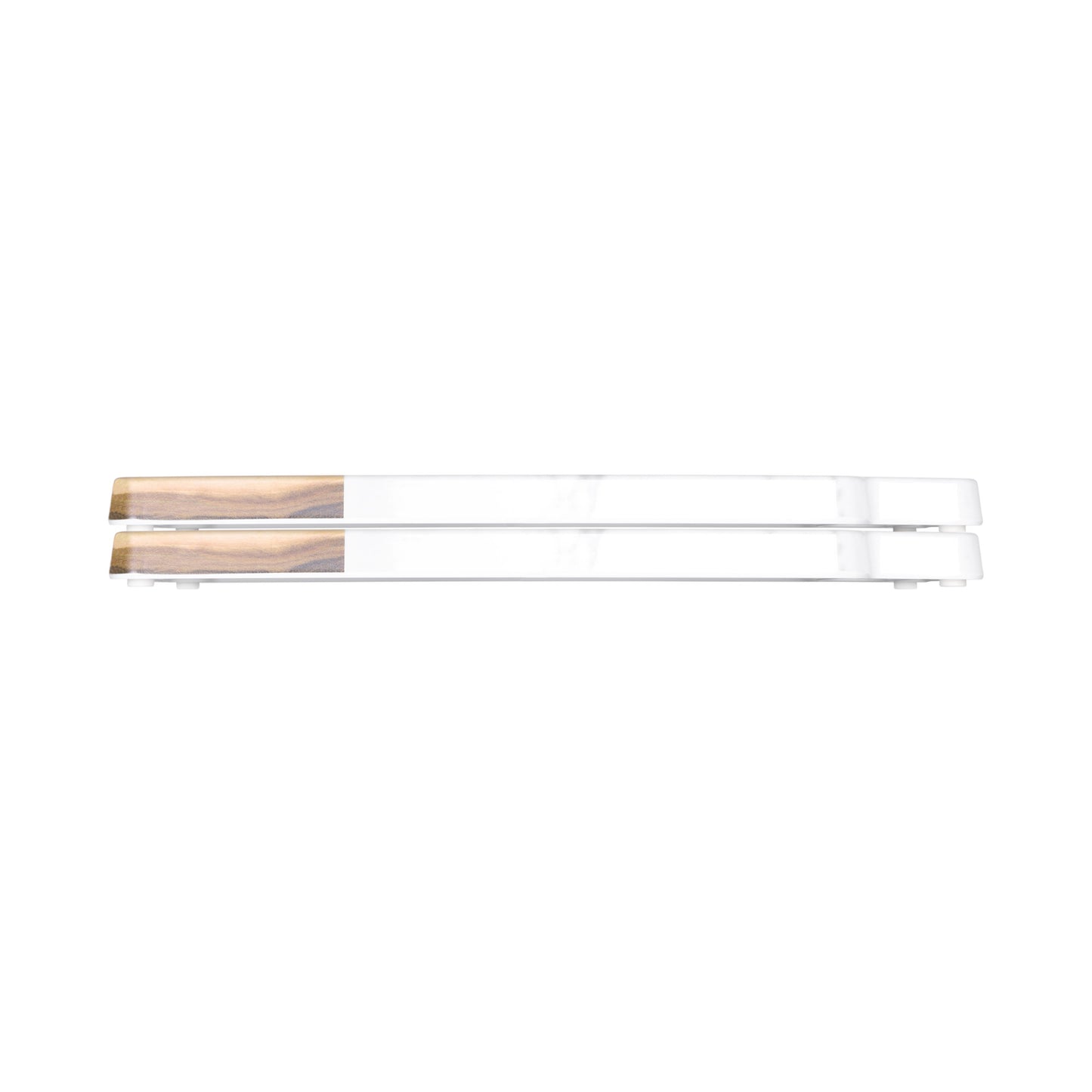 Melamine Rectangular Serving Board w/ Handle - Hickory Wood, Carrara Marble