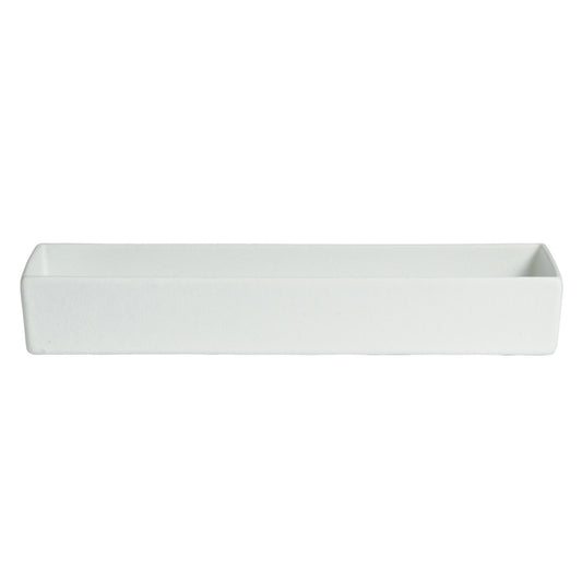 1.8 qt., 9.84" x 5.04" Rectangular Straight Sided Salad Bar Bowl, 3" Deep, Bugambilia MOD Smooth Finish, White, (Stocked)