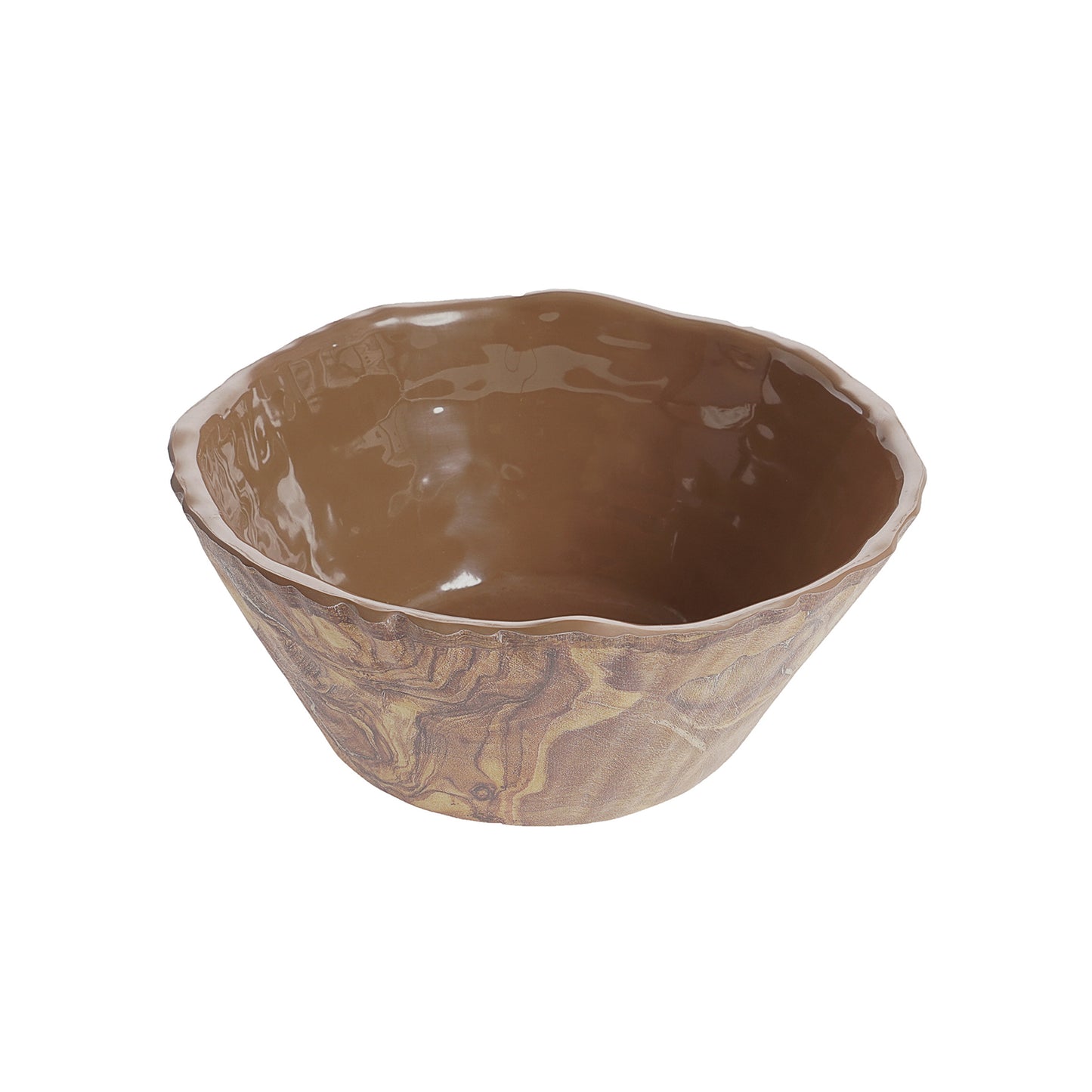 40 oz transform olive wood trunk melamine bowl (small), 7.25"L x 7.25"W x 3.75"H, GET, cheforward