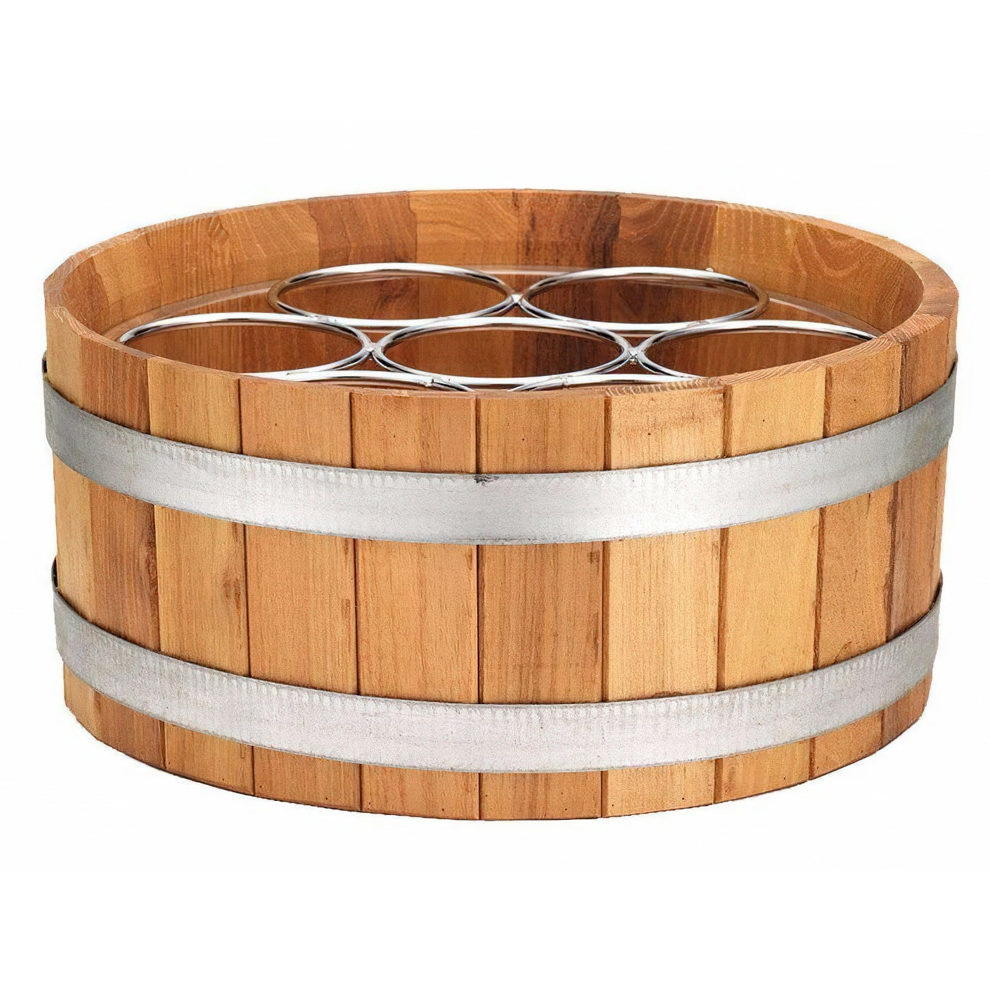 Wood Beverage Bucket/Tub with 7 Ring Bottle Frame and Poly
