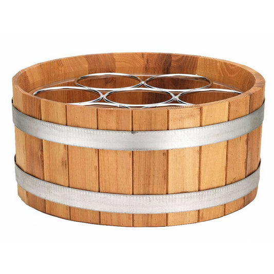 Wood Beverage Bucket/Tub with 7 Ring Bottle Frame and Poly
