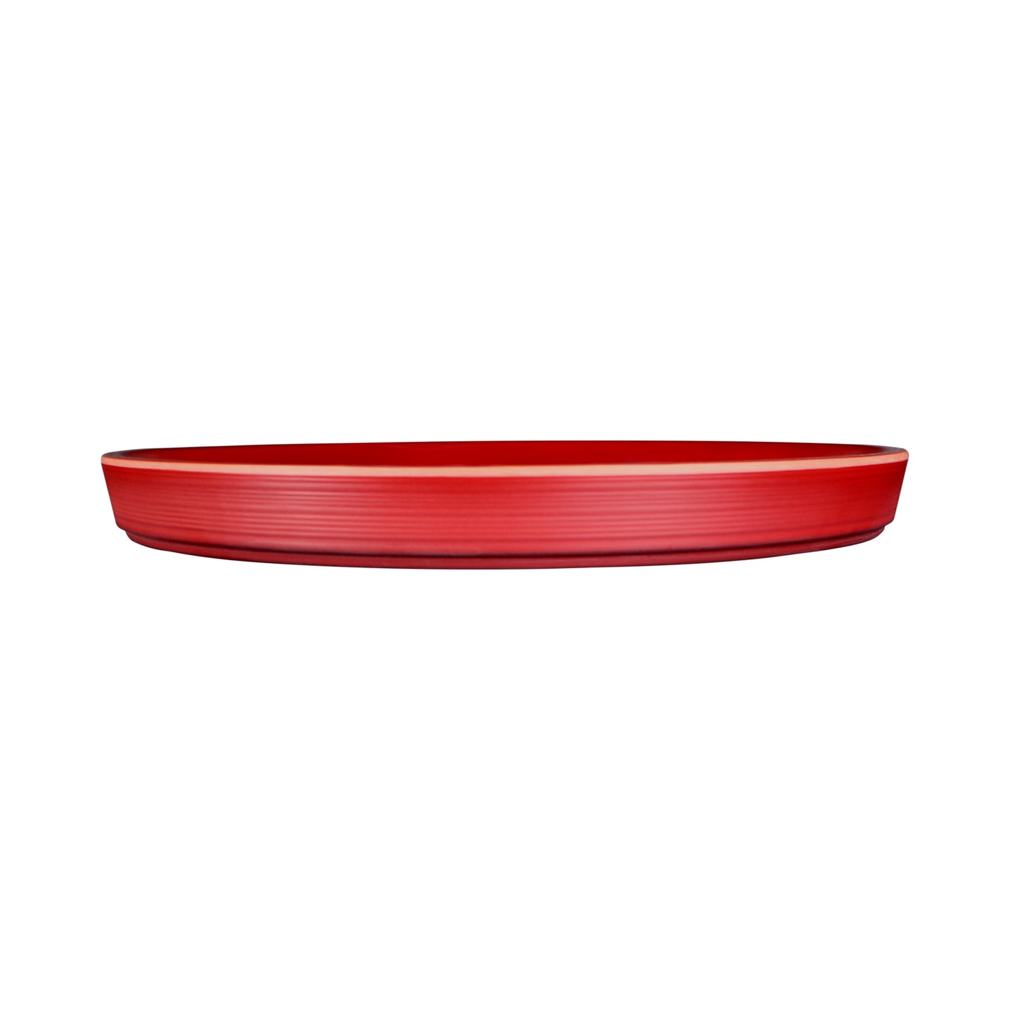 Melamine Round Coupe Plate - Red Glaze