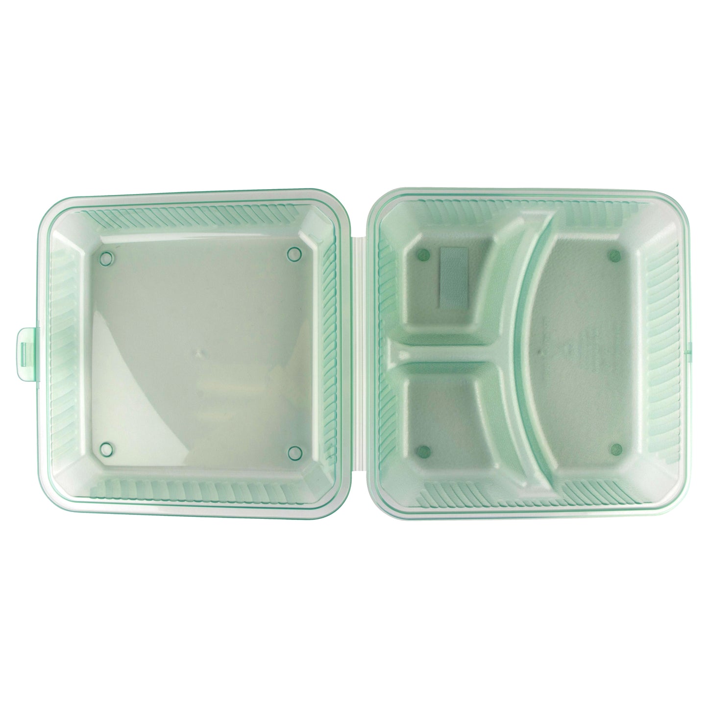 3-Compartmant Polypropylene, Jade, Food Reusable Container, 9" L x 9" W x 2.5" H, G.E.T. Eco-Takeout's (12 Pack)