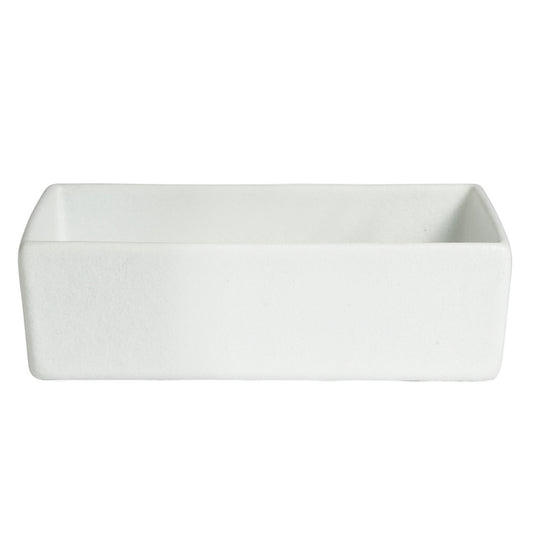 1.4 qt., 9.75" x 4.75" Rectangular Straight Sided Salad Bar Bowl, 3" Deep, Bugambilia MOD Smooth Finish, White, (Stocked)