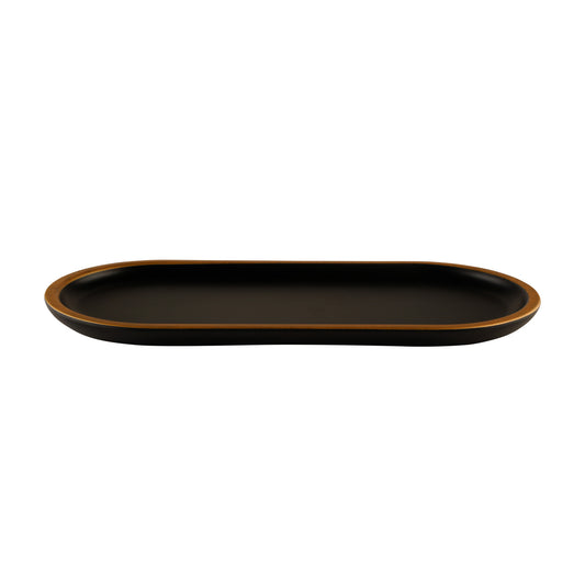 Melamine Oval Plate - Black w/ Gold Decal