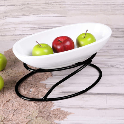 Rubbercoated Steel Oval Reversible Rubber Coated Steel Platter Stand - Black