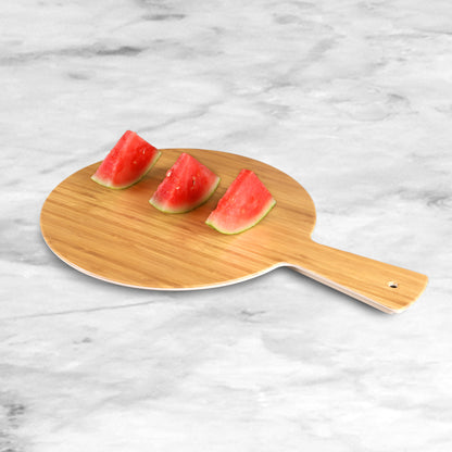Melamine Round Serving Board - Bamboo