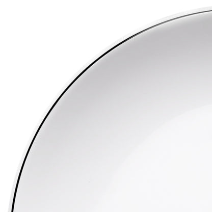 Melamine Round Plate - White w/ Black Trim
