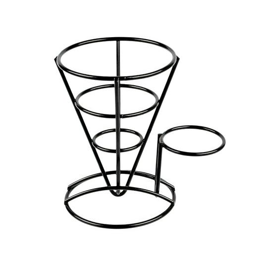 Metal Cone French Fry Holder with Sauce Cup Holder
