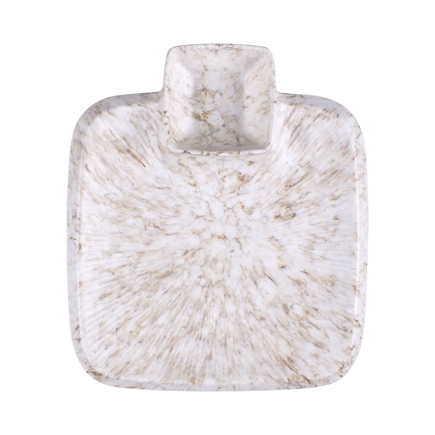 Melamine Round Chip & Dip Plate - Brown Marble