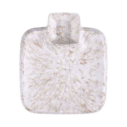 Melamine Round Chip & Dip Plate - Brown Marble