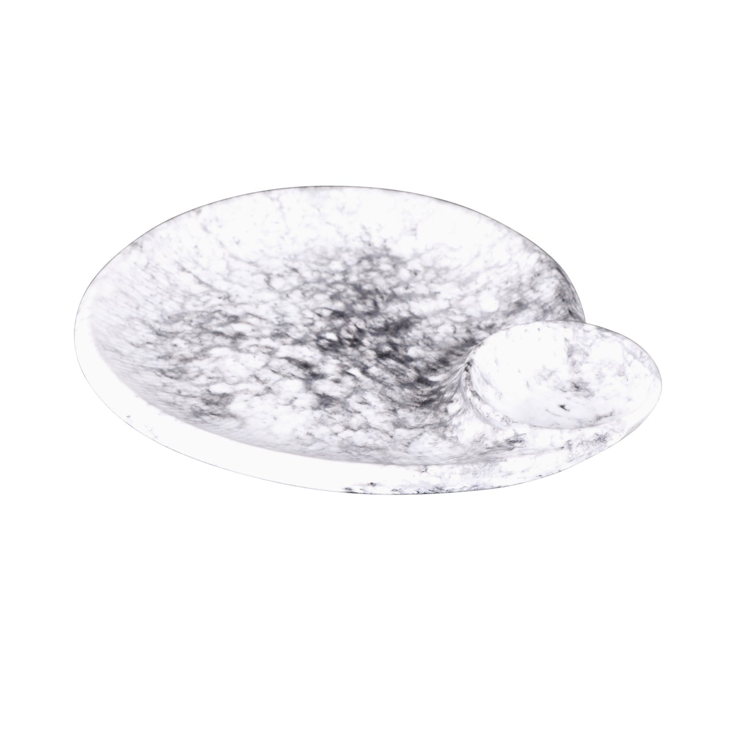 Melamine Round Chip & Dip Plate - Black Marble