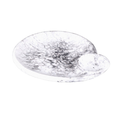 Melamine Round Chip & Dip Plate - Black Marble