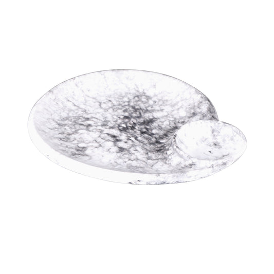 Melamine Round Chip & Dip Plate - Black Marble