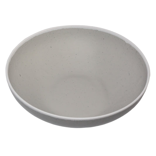 5.5 qt. Dove Gray, Melamine, Large Display Bowl, (6 qt. rim-full), 13.5" Top Dia., 3.75" Deep, G.E.T. Pottery Market Glazed