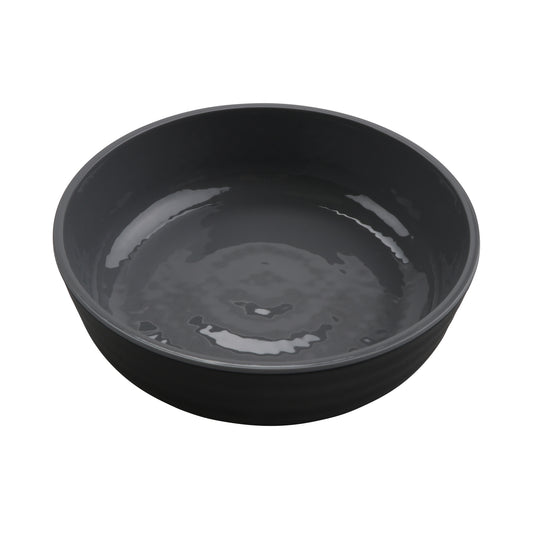 7" Low Street - 24 oz Melamine Bowl, (30oz Rim Full) Glossy Gray inside/ Black Matte outside, GET. Roca. (12 Pack)