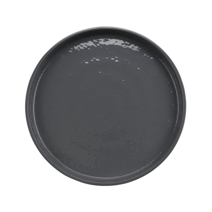 9" Round Edged Melamine Dinner Plate, Glossy Gray inside/ Black Matte outside, GET. Roca. (12 Pack)