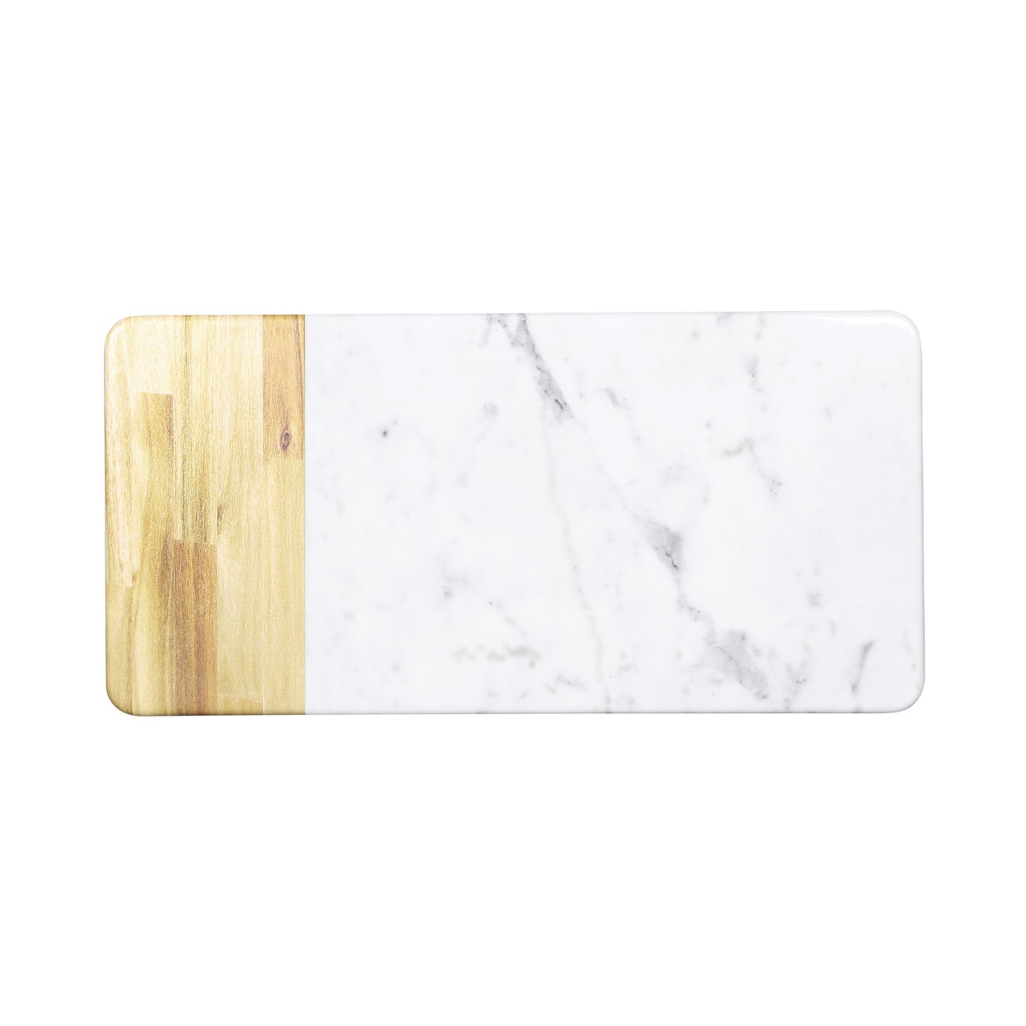 Melamine Rectangular Serving Tray - Alder Wood, Carrara Marble