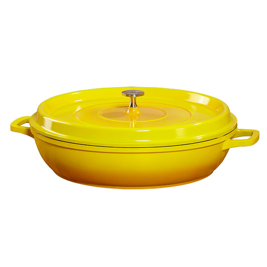 3 qt. (3.5 qt. rim-full), 10.25" Induction Ready Round Braiser / Paella w/ Lid, 2.88" deep (Clear Coat)