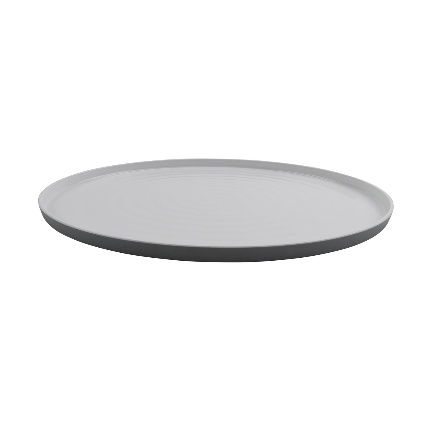 20"x 16" Melamine Oval Platter, Glossy White inside/ Gray Matte outside, GET. Roca.