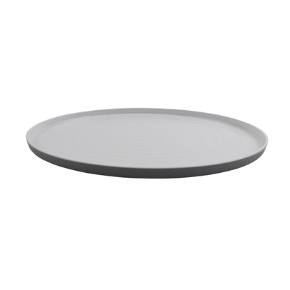 20"x 16" Melamine Oval Platter, Glossy White inside/ Gray Matte outside, GET. Roca.