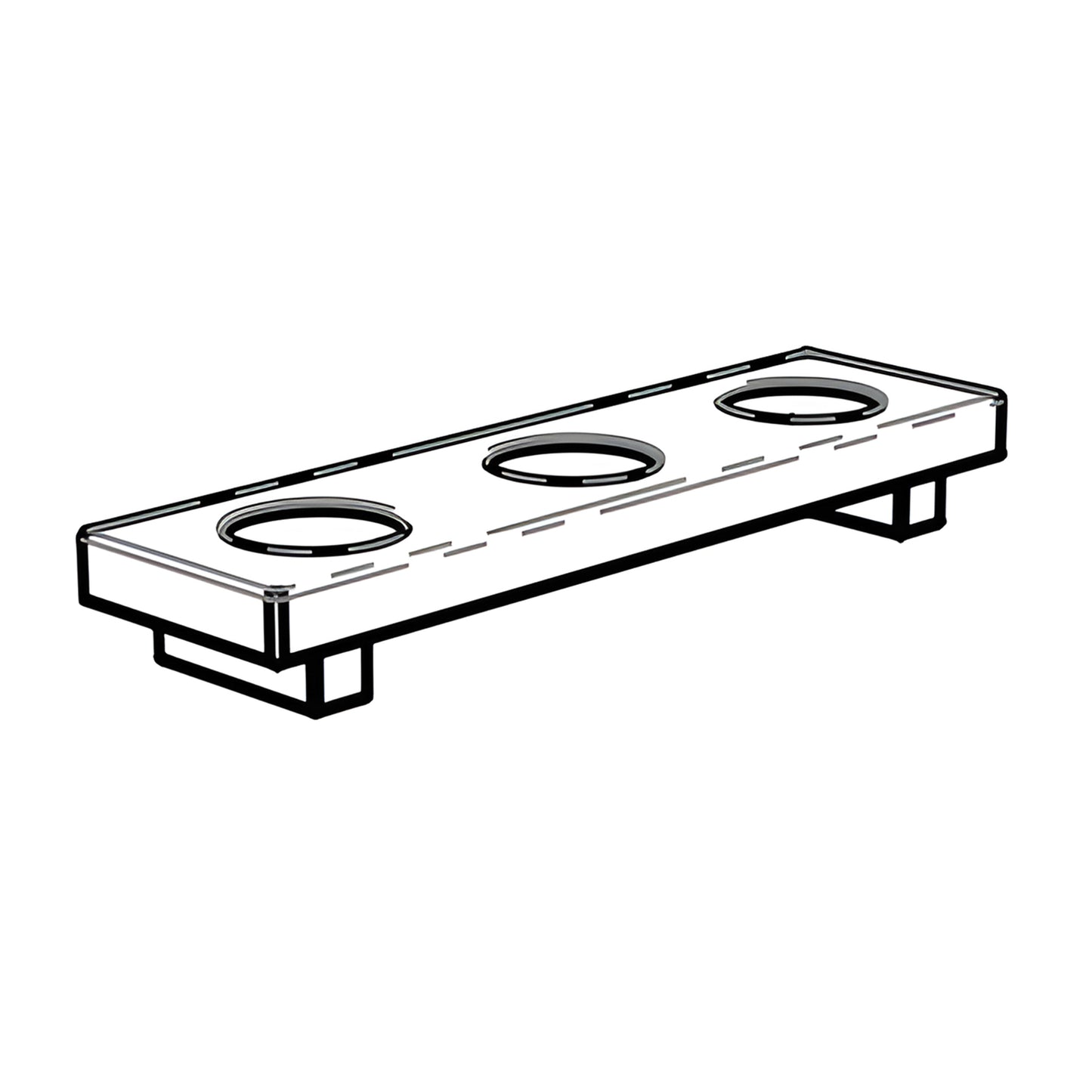 small wooden base for 3 bowls    incl. plastic insets