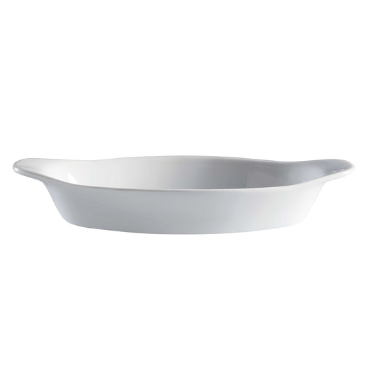 7.4 oz. Bright White Porcelain Small Au Gratin Dish, 8 1/4" x 4", Corona Actualite (12 Pack)