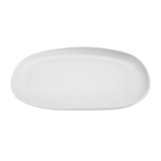 12" x 7.5" White, Melamine, Oval Coupe Dinner Plate, 0.6" H, (1" Max H), G.E.T. Riverstone (12 Pack)