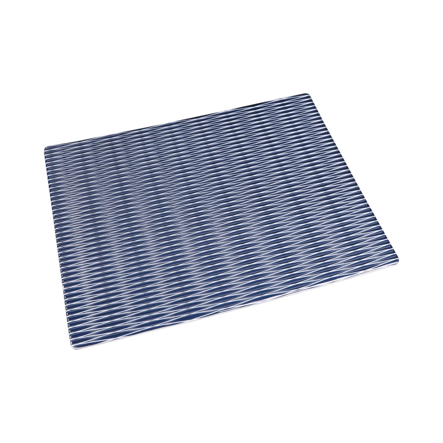 Melamine Rectangular Plate - White w/ Lapis Decal