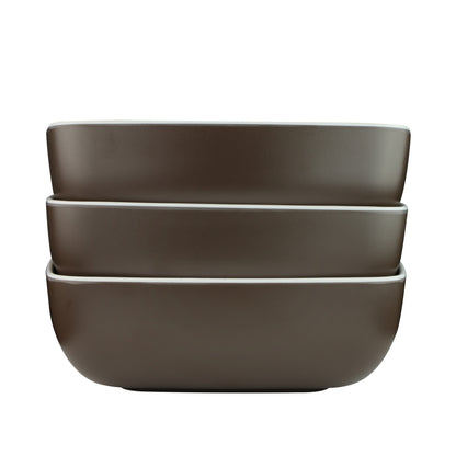 Melamine Square Bowl - White Speckle Inside, Chocolate Outside