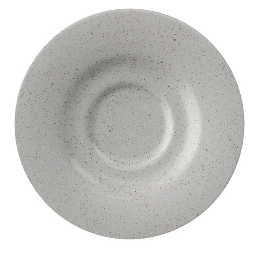 6 1/2"  Speckled Grey Reactive Glaze Porcelain Tea/Bouillon Saucer, Corona Cosmos Moon (12 Pack)