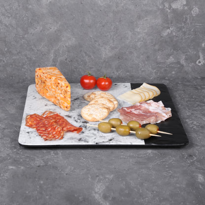 Melamine Square Serving Board - Black, Horizon Marble