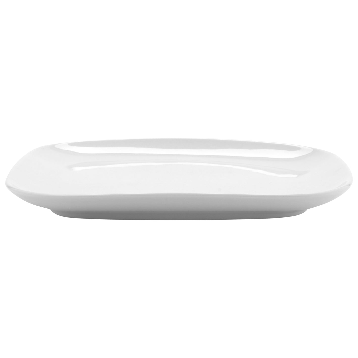 11" x 9 4/9" Bright White Porcelain Asymmetric Plate, Corona Elegance (12 Pack)