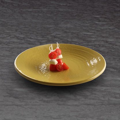 Melamine Round Pebble Plate - Olive Oil